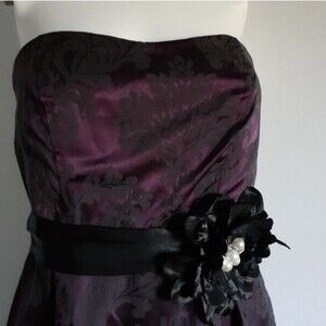 studio y  Strapless dress brocade purple black cocktail special occasion 4 5 s